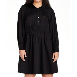 Free Assembly Womens Dress Size XL Black Soot Cotton A-Line Long Sleeves